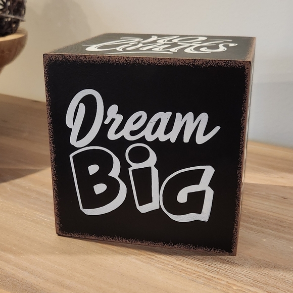 🖤 Black & White Decorative Cube – Positive Sayings “Dream Big” 4.75” - Picture 3 of 5